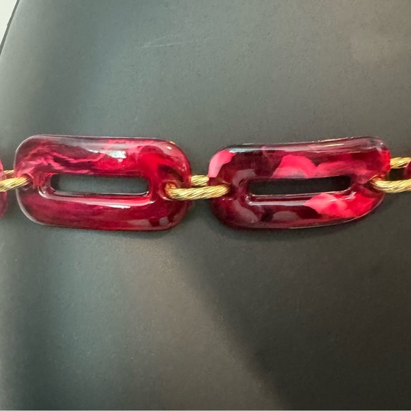 Red And Gold Link Belt Hook Closure Vintage - Picture 3 of 3